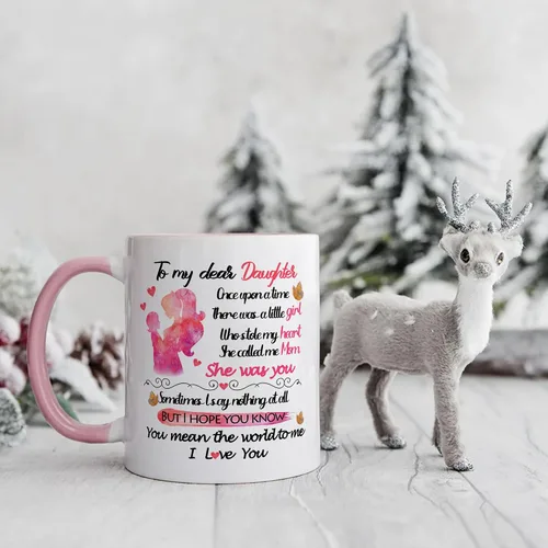 Miniatura 3 de Fatbaby Taza de café con texto en inglés "To My Dear Daughter", regalo para el día de San Valentín y cumpleaños, regalo para la mejor hija de mamá