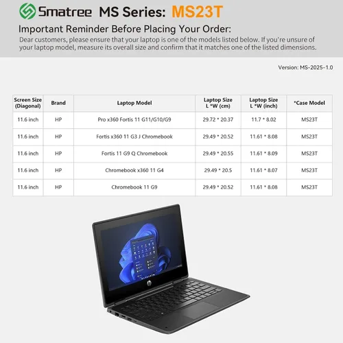 Miniatura 2 de Smatree MS23T Funda protectora dura EVA con soporte compatible para HP Pro x360 Fortis 11 G11/G10/G9 de 11.6 pulgadas, HP Fortis 11 G9 Q/x360 11 G3