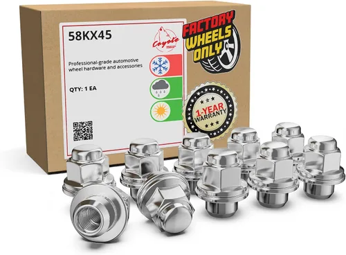 Miniatura 25 de Wheel Accessories Parts 20 tuercas de llanta M14x1.5 14x1.5 rosca OEM estilo fábrica 1.8 pulgadas de largo cromadas 7/8 pulgadas 0.866 in Cromado