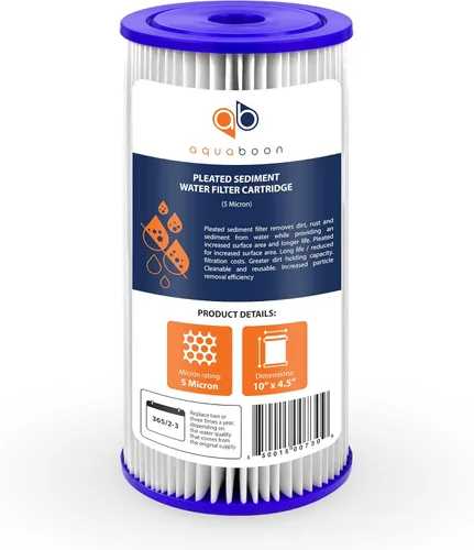 Miniatura 8 de Aquaboon Filtro de agua de sedimento plisado de 5 micrones, cartucho de 10 x 4.5 pulgadas, repuesto para filtro de agua para toda la casa, cartuchos