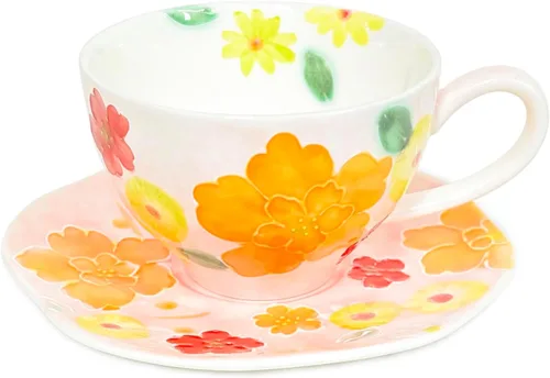 Miniatura 11 de Taza de cerámica Noviko Cloud con platillo, taza de té en forma de nube para niñas y mamá, 11 oz Cielo azul y nubes blancas