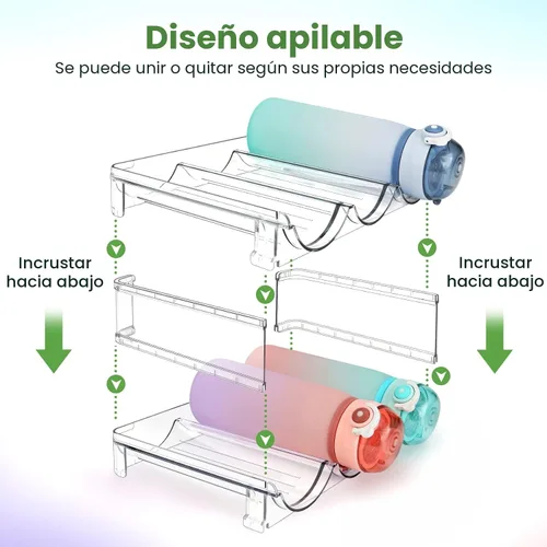 Miniatura 2 de spospo Organizador de botellas de agua para gabinete, organizador de almacenamiento de botellas de agua, 2 paquetes de estante de almacenamiento