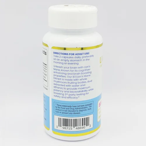 Miniatura 3 de ENCAPSULATE Lion's Mane Cápsulas Extracto 8:1 – Extracto de hongo orgánico 8:1 cuerpo fructífero de primera calidad – Suplemento de hongos
