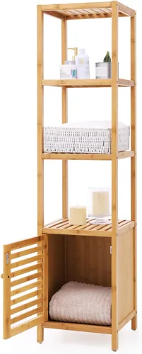 Miniatura 8 de SONGMICS Estantería de bambú para baño, con 3 niveles ajustables para plantas, de montaje en pared o de pie, para la sala de estar, balcón, cocina