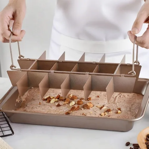 Miniatura 6 de Sartén para brownie con divisores, moldes antiadherentes para cortar brownies, todos los bordes, bandeja de acero al carbono para hornear 18