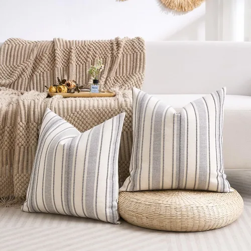 Miniatura 3 de Juego de 2 fundas de almohada bohemias de 20 x 20 pulgadas con patrón de granja con textura, fundas de almohada decorativas para sofá, dormitorio