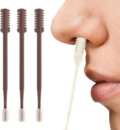 Miniatura 15 de AprYew Cortador de pelo nasal 2 en 1, recortador de vello nasal para hombres y mujeres, herramienta de extracción manual portátil de 360° con Beige