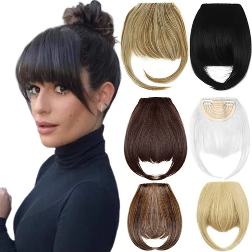 Miniatura 11 de Extensiones de cabello humano con clip, con flequillo y patillas, una pieza, clip frontal