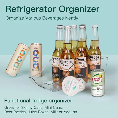 Miniatura 4 de Juego de 4 cubos organizadores de refrigerador, almacenamiento de despensa, dispensador de latas para armario de cocina o encimera, soporte