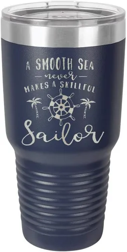 Miniatura 16 de Un mar suave nunca hace un sillón hábil grabado de 325 ml vaso de acero con recubrimiento de polvo grabado por láser taza de viaje de camello polar