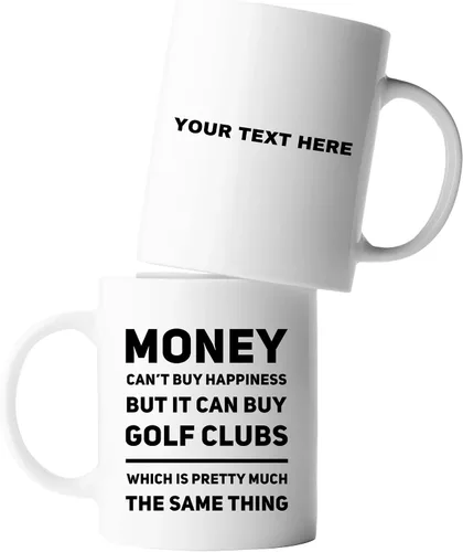 Miniatura 9 de Panvola Money Can't Buy Happiness But It Can Buy - Taza de cerámica para palos de golf, jugadores deportivos, regalos de golfista para hombres
