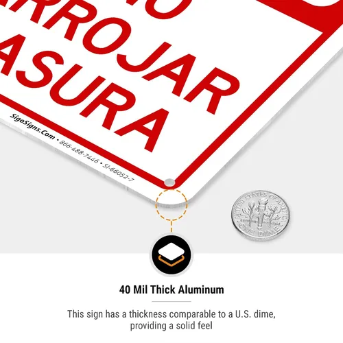 Miniatura 6 de No se permite el dumping No Arrojar Basura Bilingüe Sign, 10 x 7 pulgadas, aluminio 040 libre de óxido, fabricado en Estados Unidos por Sigo Signs