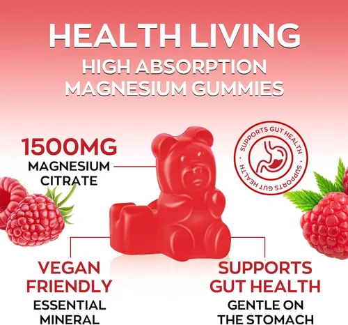 Miniatura 3 de Gomitas de magnesio de alta absorción para adultos, suplemento de magnesio para apoyo muscular, nervio, hueso y corazón, vegano, sin OMG, sabor