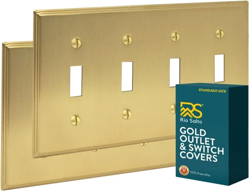 Miniatura 35 de Rio Salto BRASS - Placa de pared moderna de metal dorado para interruptor de luz o cubierta de enchufe, placa de pared para receptáculo individual