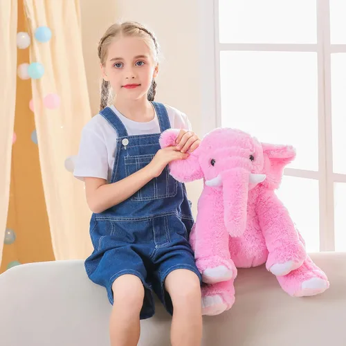 Miniatura 4 de JellyMallow Animales de peluche con peso de elefante, 5 libras y 16 pulgadas, color rosa, almohada de peluche grande de elefante con peso, regalo