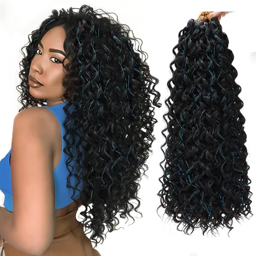 Miniatura 15 de 8 Paquetes de Cabello Rizado con Ganchillo GoGo, Cabello Rizado con Ganchillo para Mujeres Negras, Trenzado de Onda Profunda, Cabello Sintético