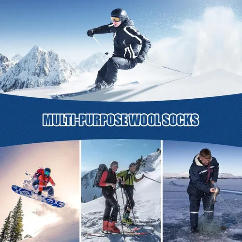 Miniatura 6 de Caudblor Calcetines de senderismo de lana merina para hombre, térmicos, cálidos, de invierno, para senderismo, ciclismo, multirendimiento, paquete