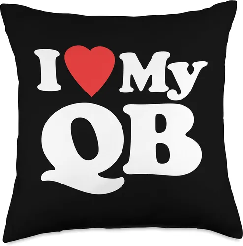 Funny Quarterback Sayings & Quarterback Designs I Love My QB-Funny Offensive Line - Almohada de fútbol de mariscal de campo, 18 x 18 pulgadas,