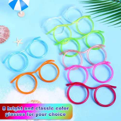 Miniatura 5 de 8 vasos de paja tontos, pajitas locas y divertidas, novedosas gafas para beber para reuniones anuales, fiestas divertidas, cumpleaños, varios