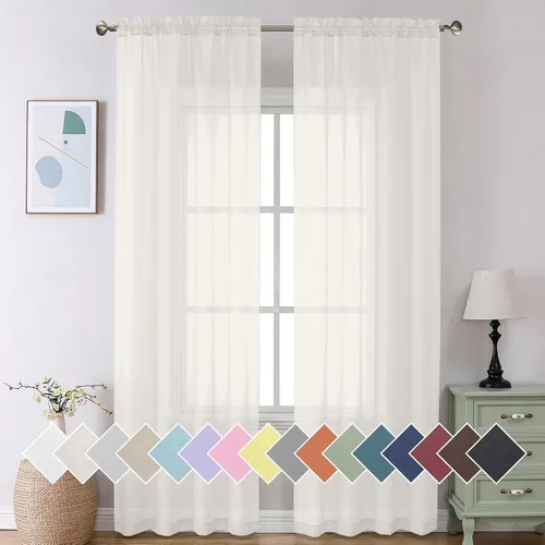 Miniatura 63 de Aiyufeng 2 paneles de cenefa transparente negra de 14 pulgadas de largo, cortinas cortas negras transparentes para dormitorio, cortinas de cocina