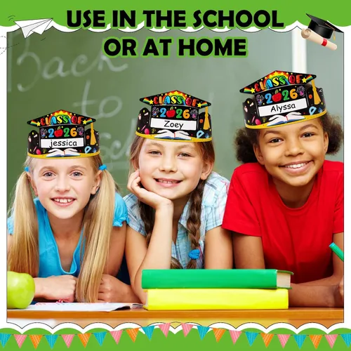Miniatura 3 de SICOHOME Gorras de papel para niños, coronas de papel para estudiantes, jardín de infantes, suministros de fiesta preescolar, ajustables