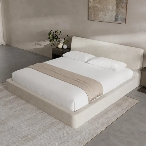 Miniatura 6 de RECCI AirFrame - Base de cama tamaño King con cabecera ergonómica acolchada de espuma en ángulo, marco de cama de plataforma de diseño minimalista
