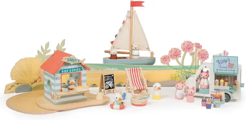 Miniatura 9 de Tender Leaf Toys - Sailaway Boat - Juego educativo de barco de vela de madera con 2 figuras de animales para niños, promueve el juego imaginativo