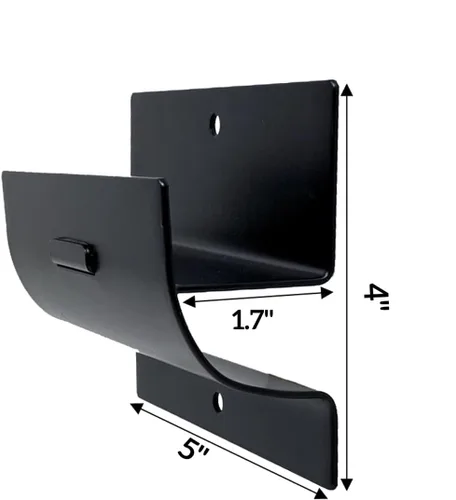 Miniatura 2 de Tetra-Teknica GMH-01 - Escalera de montaje en pared de acero de 4 pulgadas y colgador de carretilla, negro mate