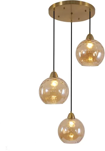Miniatura 17 de BOKT Moderna Lámpara Colgante de Vidrio Azul Accesorio de Luz Latón Cepillado Dorado Globo Iluminación Colgante 1 Luz Bola Grande Redonda Lámpara