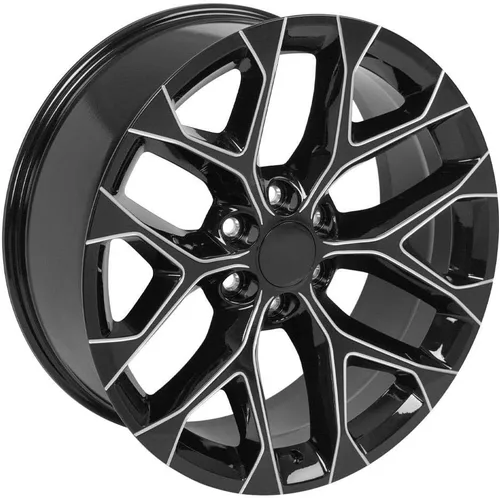 Miniatura 4 de OE Wheels CV98B - Llanta de 22 pulgadas para Silverado 1500, estilo copo de nieve, 6 x 139.7, 22 x 9, negro brillante con fresado, Hollander 5668 (1)