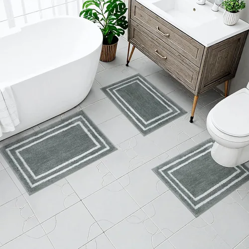 Miniatura 8 de Uphome Tapete de baño gris para baño, 18 x 24 pulgadas, moderno, antideslizante, lavable a máquina, tapete de baño absorbente de microfibra suave