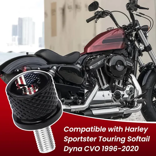 Miniatura 2 de Tornillo de perno de asiento de guardabarros moleteado inoxidable de 1/4 "-20 roscas compatible con Harley Sportster Dyna Softail Touring CVO Negro