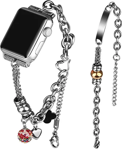 Correas brillantes compatibles con Apple Watch Band de 1.496 pulgadas, 1.575 pulgadas, 1.614 pulgadas, 1.654 pulgadas, 1.732 pulgadas, 1.772