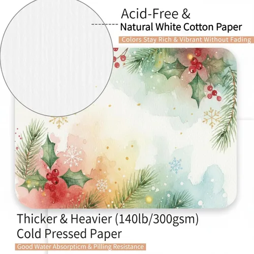 Miniatura 4 de 50 juegos de papel de acuarela, tarjetas de acuarela de 4 x 6 pulgadas con sobres, papel de color de agua de 140 libras/10.58 oz/m², suministros