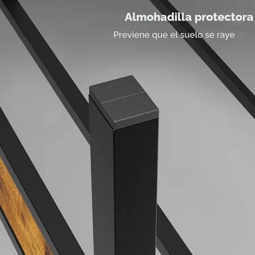 Miniatura 8 de Z-hom Cama de plataforma de metal resistente de fácil montaje, marco de cama tamaño Queen con cabecero y estribo, soporte antideslizante y Marrón
