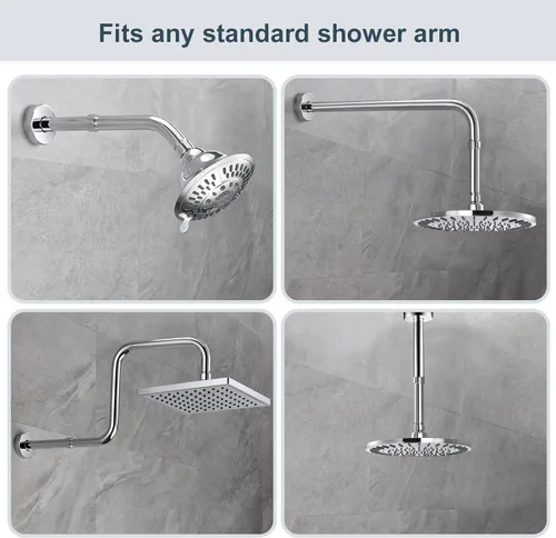 Miniatura 3 de BRIGHT SHOWERS Extensor de brazo de ducha para lluvia y cabezal de ducha de mano, brazo de extensión de cabezal de ducha de 4 pulgadas, extensión