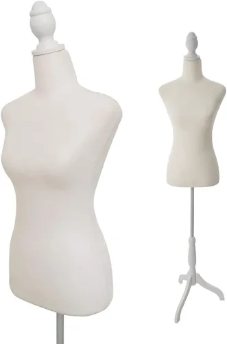 Miniatura 9 de Maniquí femenino con torso de vestido con soporte de trípode de madera, altura ajustable de 55 a 67 pulgadas, cuerpo de maniquí para costura