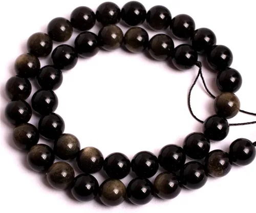 Miniatura 3 de JOE FOREMAN Cuentas de obsidiana dorada de 0.315 pulgadas para hacer joyas, piedras preciosas naturales semipreciosas, redondas de 15 pulgadas Liso