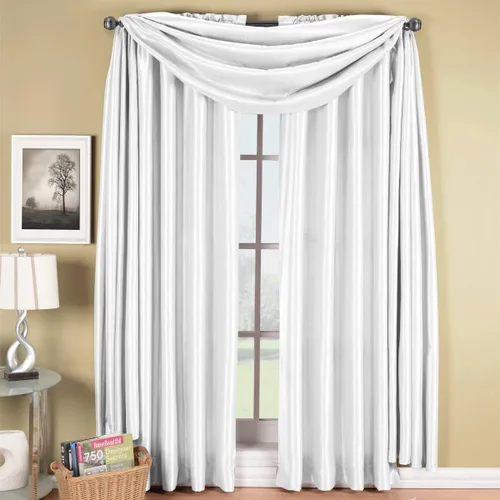 sheetsnthings Juego de tratamiento de ventana de 3 piezas: Soho- Par de paneles blancos sólidos (84 pulgadas de ancho x 108 pulgadas de largo) con