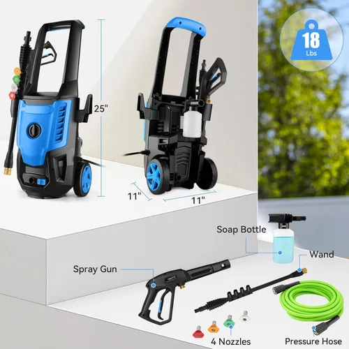 Miniatura 8 de Lavadora a presión eléctrica 5000 PSI 4.0GPM Lavadora eléctrica portátil con 4 boquillas de control de calidad, cañón de espuma de 16.9 fl oz