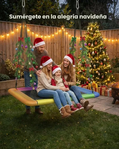 Miniatura 7 de Everyfun Columpio de árbol para niños y adultos, columpio de plataforma rectangular impermeable de 60 pulgadas, 700 libras resistente con correas