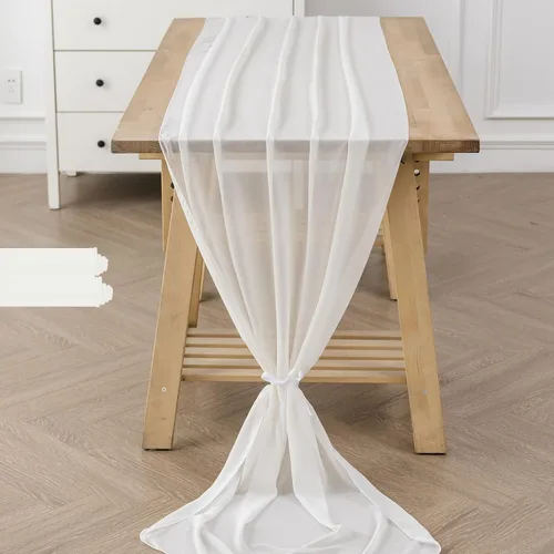 Miniatura 39 de Paquete de 2 caminos de mesa de gasa de 10 pies de 29 x 120 pulgadas, camino de mesa romántico transparente para boda, fiesta de cumpleaños