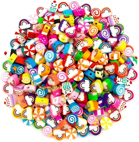 Miniatura 10 de 200 cuentas de arcilla polimérica de flores, cuentas espaciadoras de flores mixtas para hacer pulseras, collares, joyas
