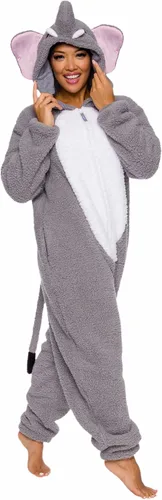 Funziez! Mameluco de sherpa ajustado para adultos, disfraz de Halloween de animales, traje de cosplay de una pieza de felpa para mujeres y hombres