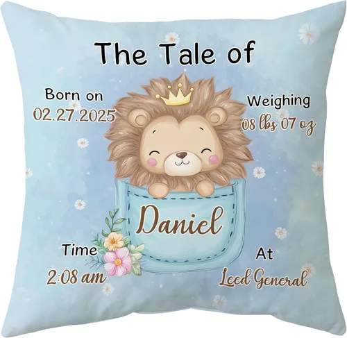 Miniatura 19 de Hyturtle Almohada personalizada para niños y niñas (inserto incluido) Regalos - Cojín de guardería - Nuevo regalo para bebé niño niña - Almohada