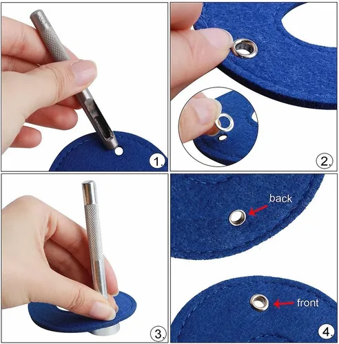 Miniatura 2 de 400 unidades, 10 colores, ojales de metal de 0.197 in y ojales con caja de almacenamiento de herramientas de instalación para ropa, zapatos, bolsa