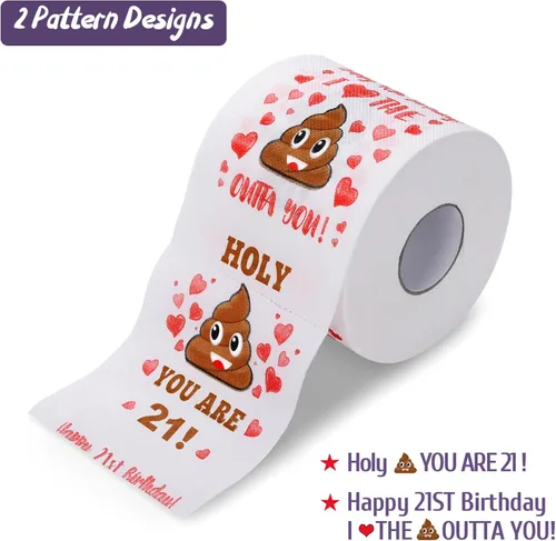 Miniatura 6 de Regalos de cumpleaños 21 para ella y él - Papel higiénico de broma divertido - Decoraciones de cumpleaños 21, suministros de fiesta, recuerdos