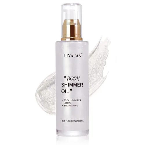 Liyalan Aceite corporal brillante blanco perla, 5 colores bronce, iluminador de brillo facial, iluminador, maquillaje corporal, brillo dorado,