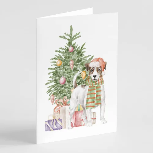 Miniatura 69 de Caroline's Treasures CK8213GCA7P Bulldog, Bulldog Inglés #2 - Tarjetas de felicitación y sobres de árbol de Navidad, paquete de 8 tarjetas en blanco