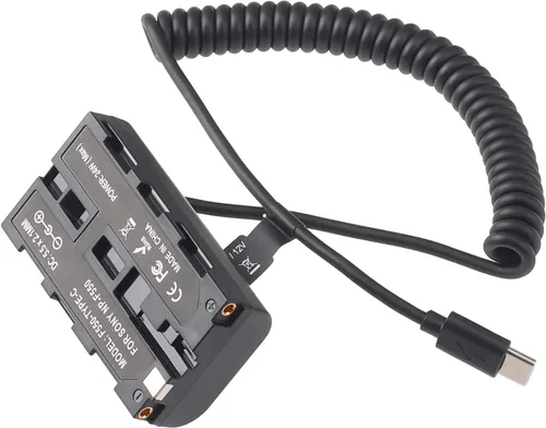 Miniatura 2 de FocusFoto Cable adaptador de batería ficticia USB-C a NP-F550 para Sony NP-F970 NP-F570 NP-F750 NP-F770 F960 F530 F330 para alimentar la cámara